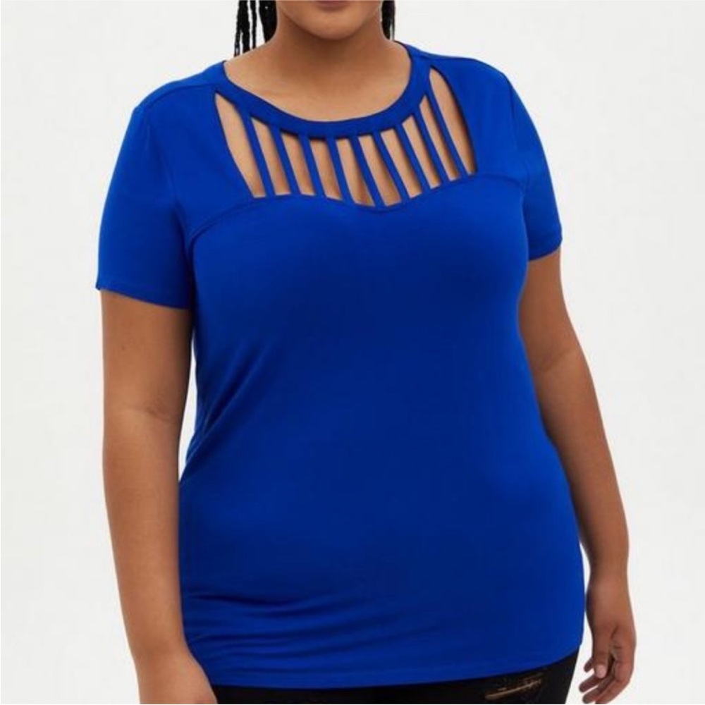 Torrid Super soft vertical slash crew neck blue 2x